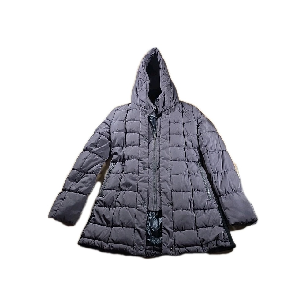 Calvin Klein Women's Hooded Puffer Jacket Purple XS CW903376 Quilted Coat